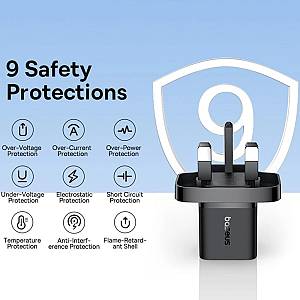 Baseus Charger Wall 20W USB-C UK MINI GaN5 Black