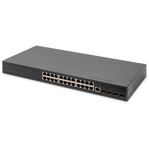 DIGITUS Switch 19 24-Port +4x SFP+Gigabit managed black