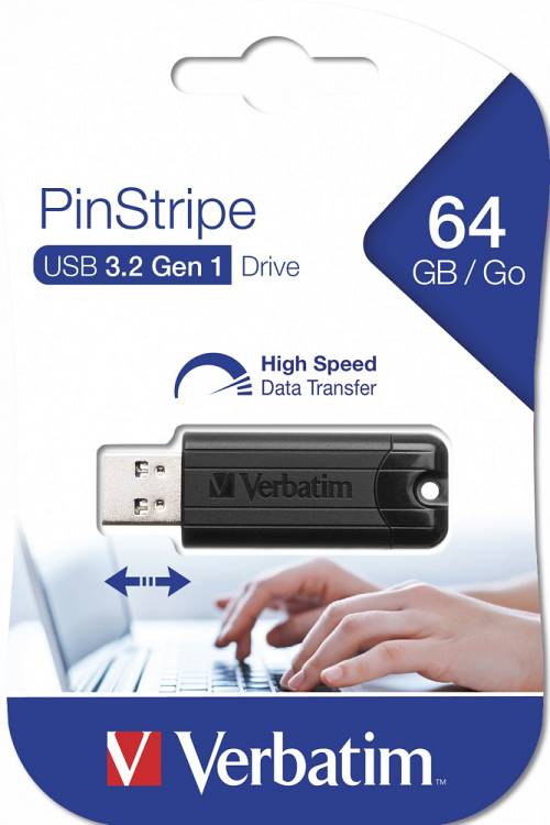 Verbatim USB Drive 3.2 Pinstripe 64GB Black
