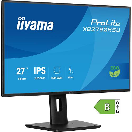 68.6cm/27 (1920x1080) iiyama ProLite XB2792HSU-B1 16:9 IPS 3ms 100Hz HDMI DisplayPort USB VESA Speaker Pivot Black