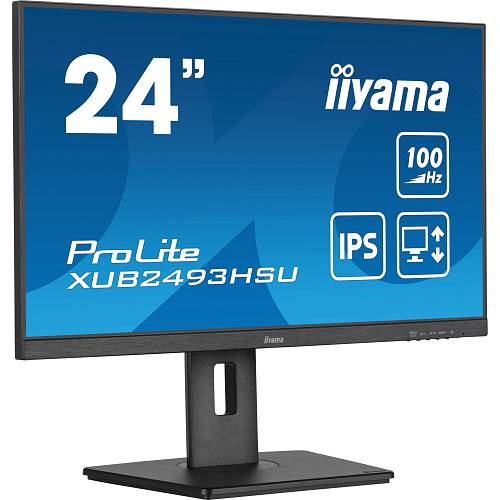 61cm/24 (1920x1080) iiyama ProLite XUB2493HSU-B7 16:9 FHD IPS 1ms 100Hz HDMI DP Speaker Pivot Black