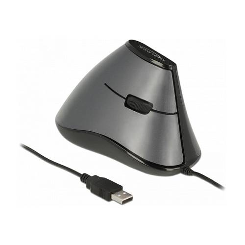 DELOCK ergonom. Maus vertikal optisch 5-Tasten + 1.8m Kabel