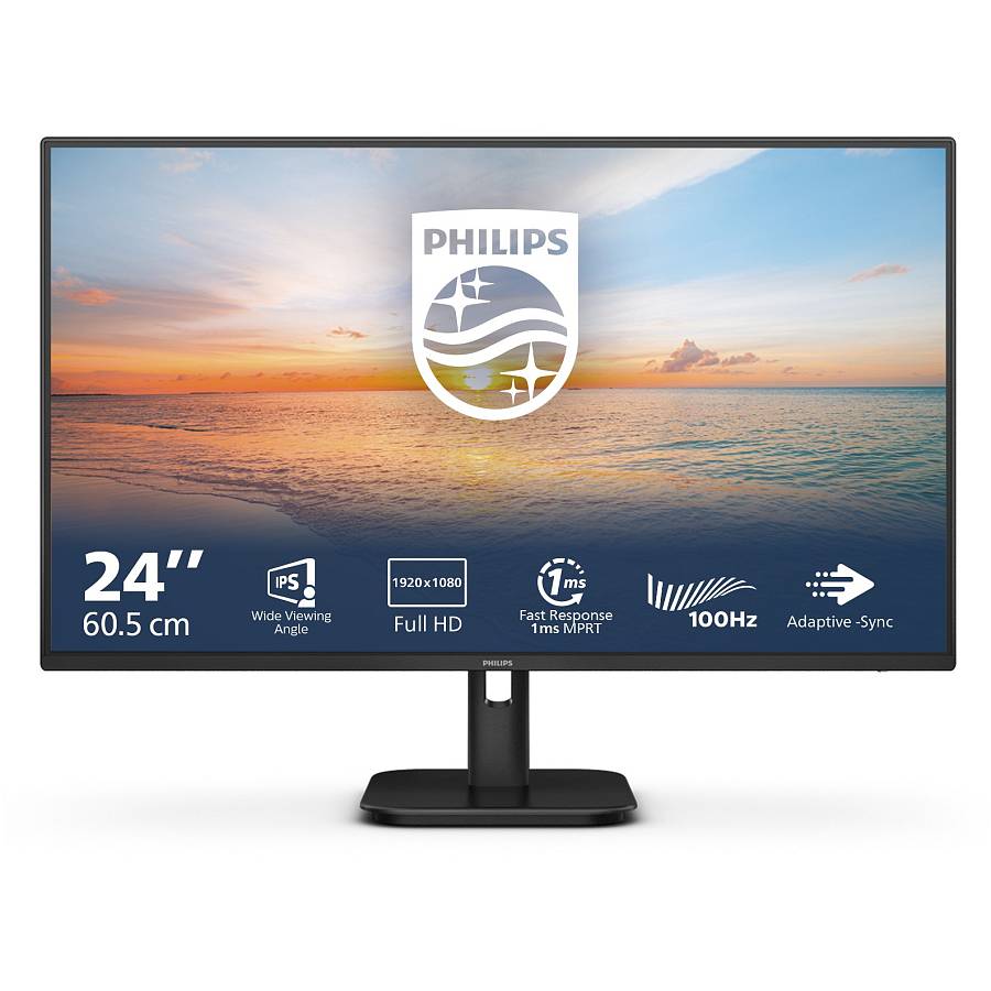 61cm/24 (1920x1080) Philips 24E1N1100A 16:9 FHD IPS 1ms 100Hz VGA HDMI Speaker Black