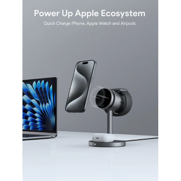 Aukey MagFusion Pro 3-in-1 MagSafe Wireless Charging Stand