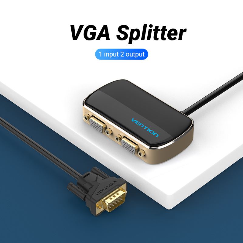 Vention VGA Splitter 2-Port with Power & VGA Cable 1.0m DBABF
